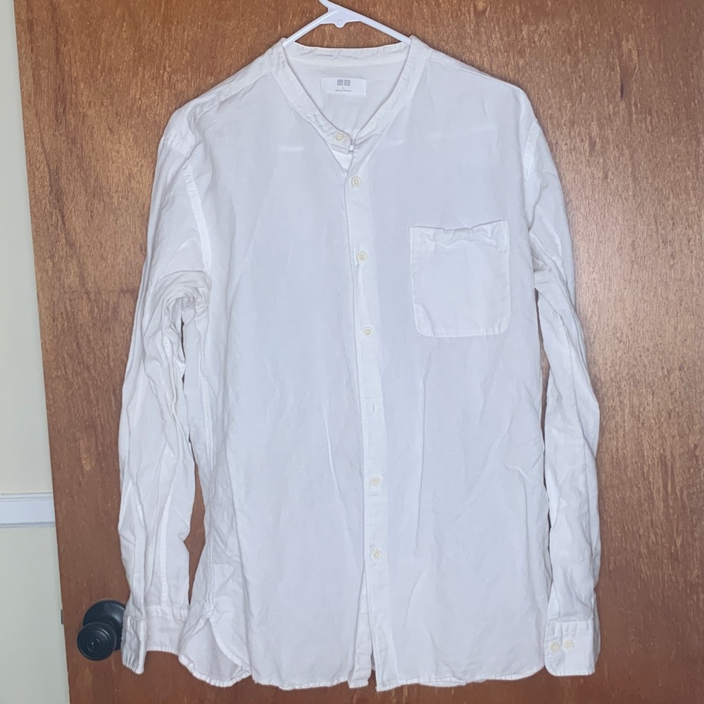 Uniqlo Linen Stand Collar L/S Button Down L